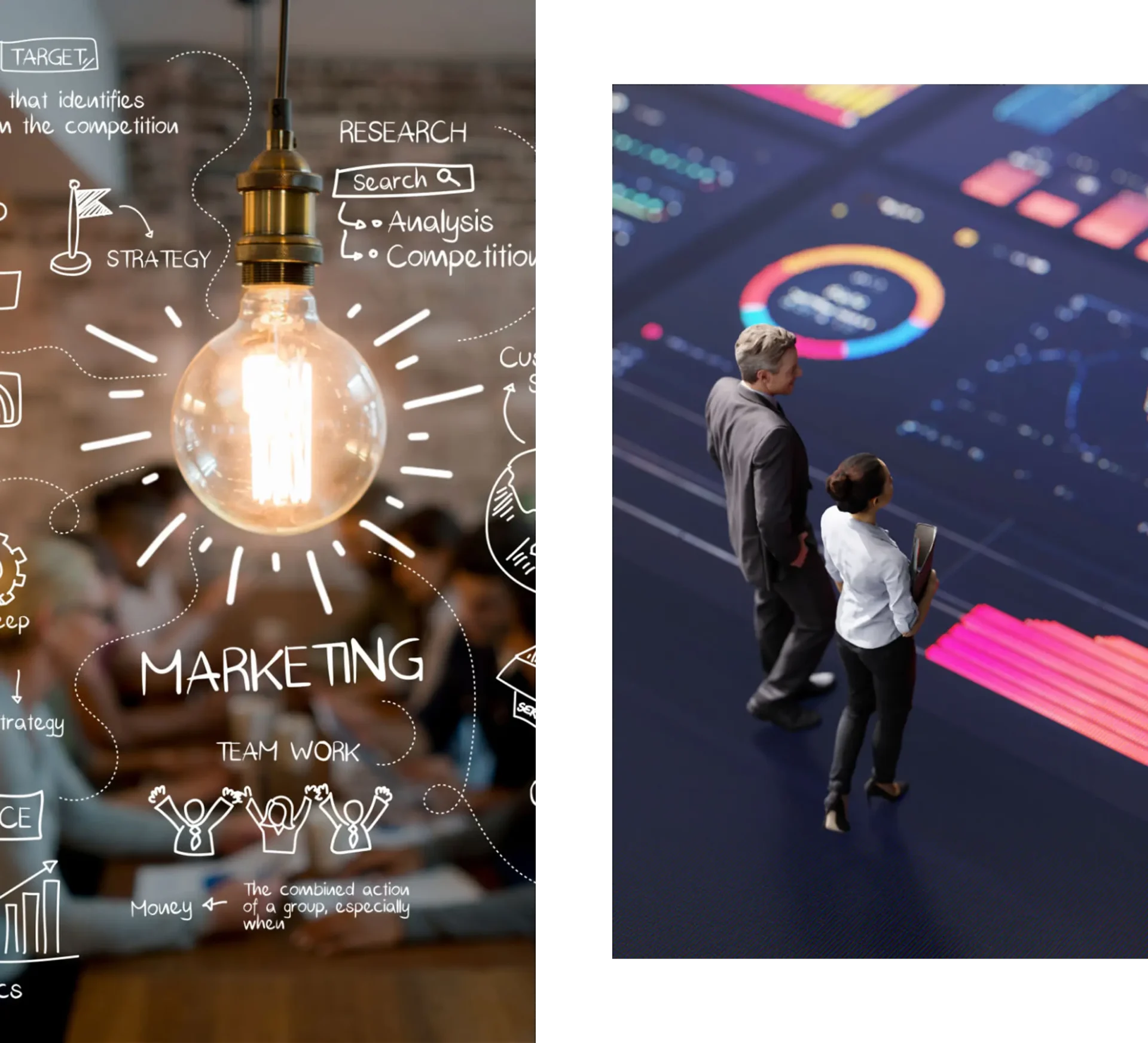 Marketing strategy and data analysis concepts illustrated.